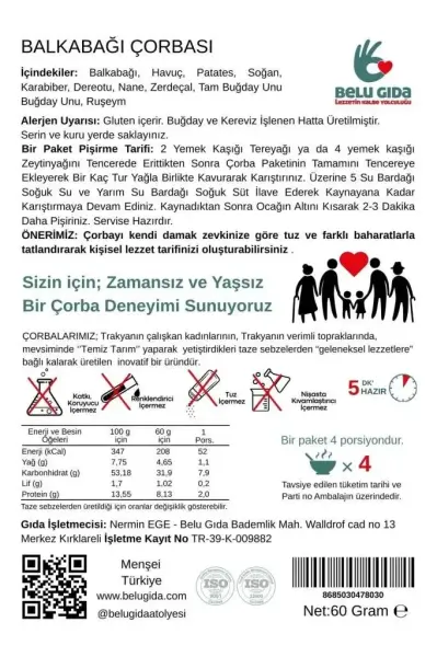 Belu Bal Kabağı Çorbası ambalaj görseli