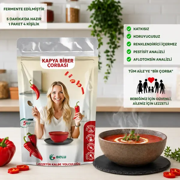 Belu Sebzeli Çorba Seti (Pancar+Balkabağı+Brokoli+Kapya+Ispanak) yakın çekim görseli