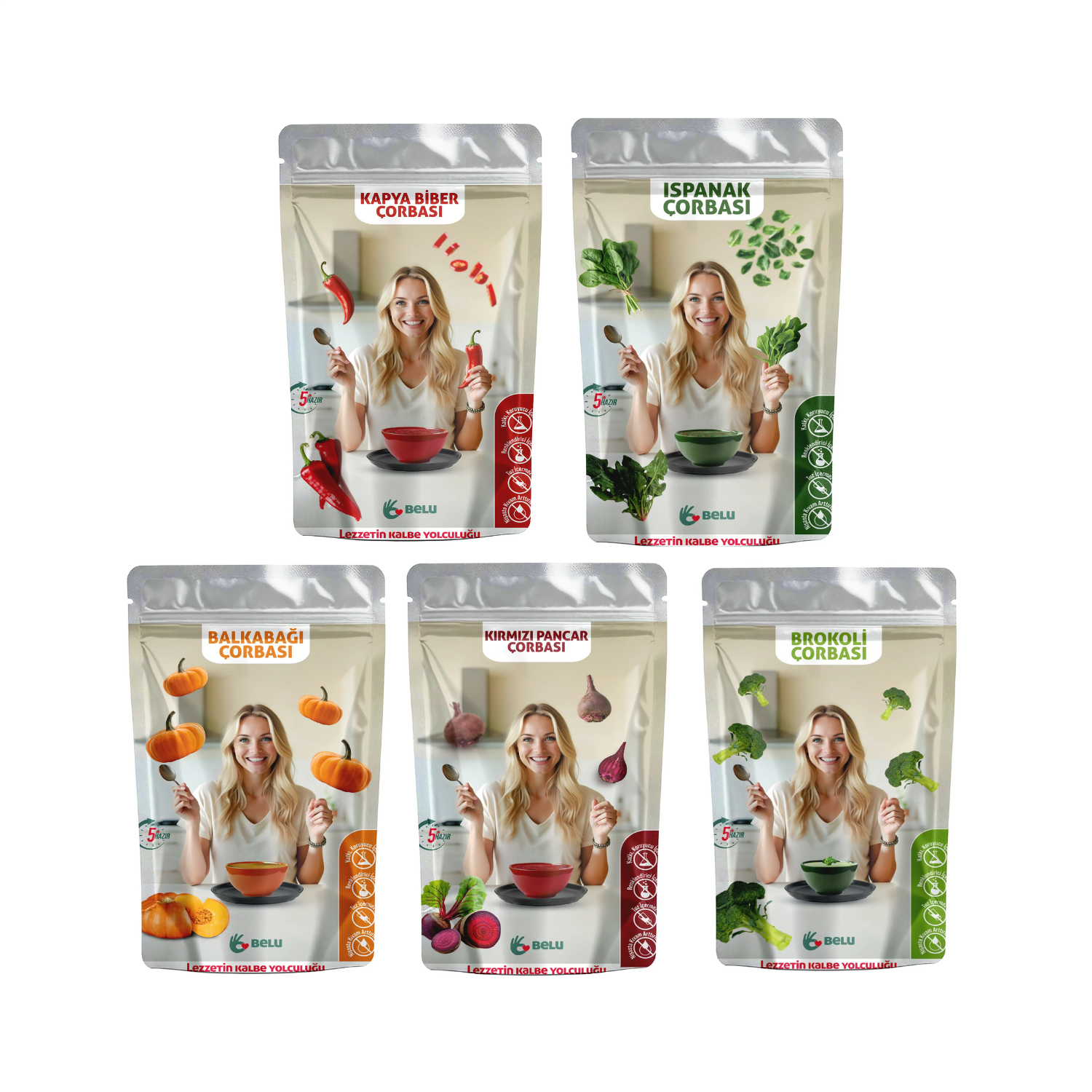 Belu Sebzeli Çorba Seti (Pancar+Balkabağı+Brokoli+Kapya+Ispanak)