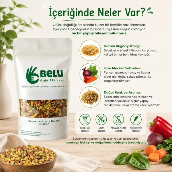 Belu Karışık Sebzeli Bebek Makarnası 200 gr ürün görseli