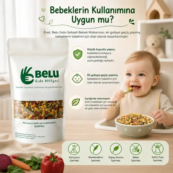 Belu Karışık Sebzeli Bebek Makarnası 200 gr ambalaj görseli