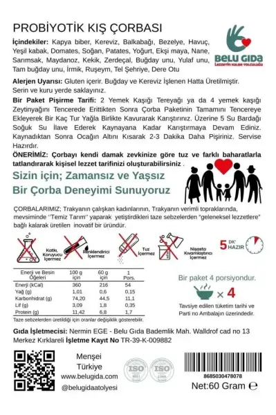 Belu Şehriyeli Probiyotik Kış Çorbası ambalaj görseli