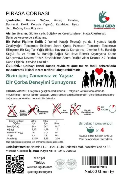 Belu Pırasa Çorbası ambalaj görseli