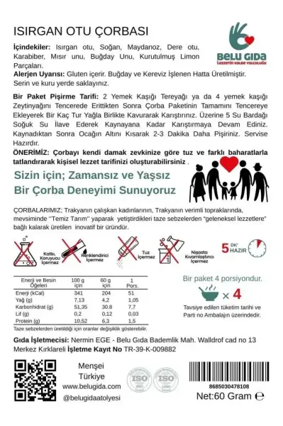 Belu Isırgan Otu Çorbası ambalaj görseli