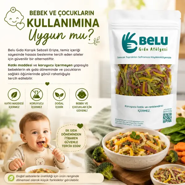 Belu Karışık Sebzeli Erişte 250 gr ambalaj görseli