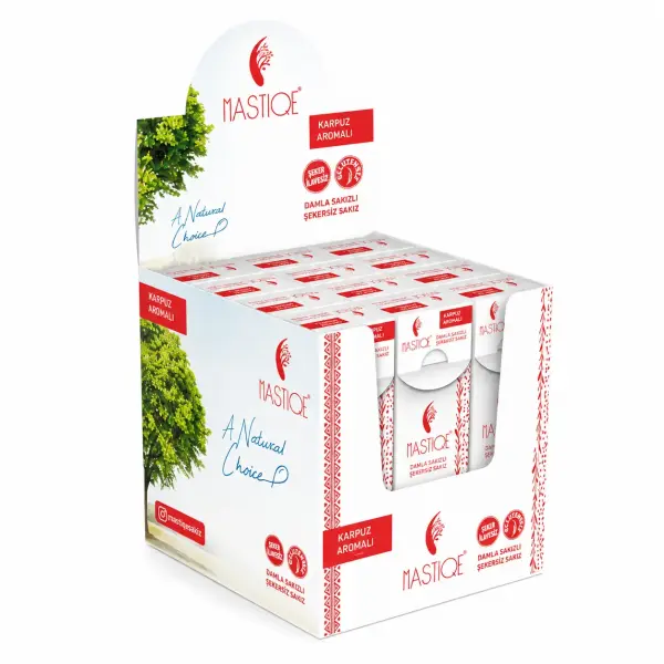 Mastiqe Doğal Karpuz Aromalı Damla Sakızlı Şekersiz Sakız 20 Gr x12 Adet
