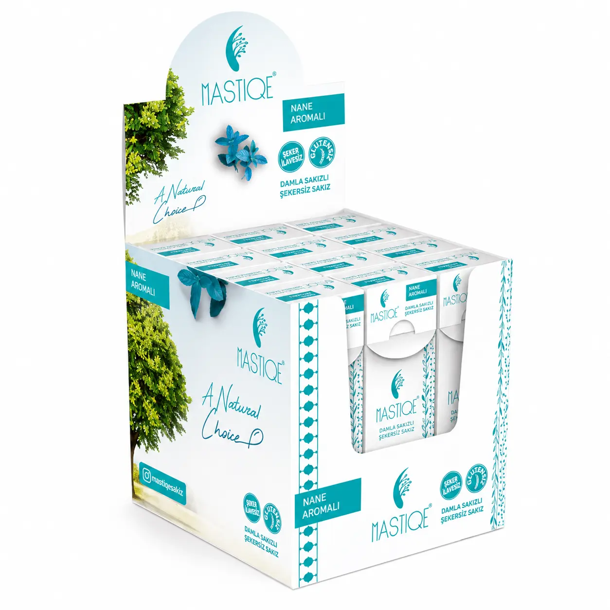Mastiqe Doğal Nane Aromalı Damla Sakızlı Şekersiz Sakız 20 Grx12 Adet