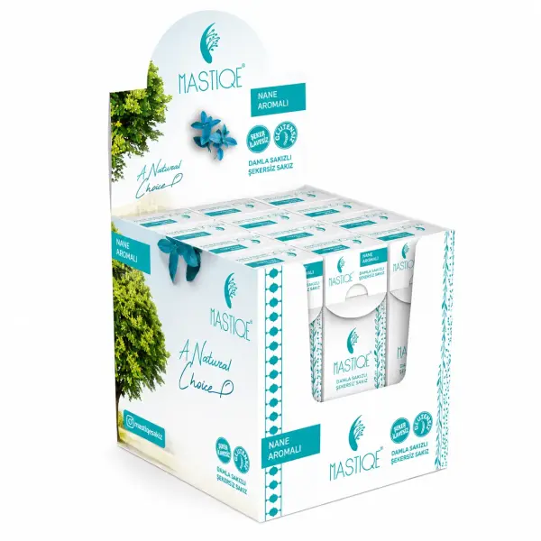 Mastiqe Doğal Nane Aromalı Damla Sakızlı Şekersiz Sakız 20 Grx12 Adet