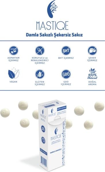 Mastiqe Damla Sakızlı Şekersiz Sakız 20 gr x 12 Adet Sade