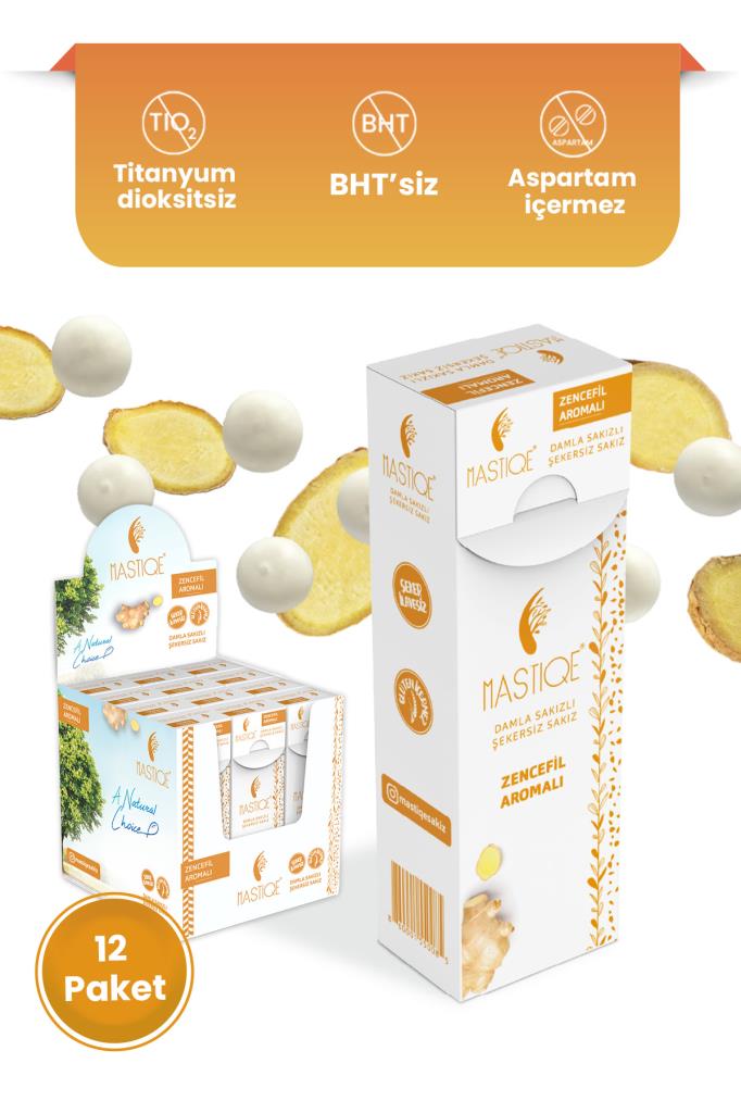 Mastiqe Zencefil Aromalı Sakız 20 gr x 12 Adet