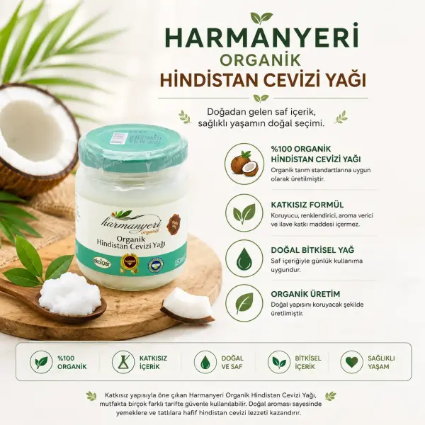 Harmanyeri Organik Hindistan Cevizi Yağı 150 ml ambalaj görseli