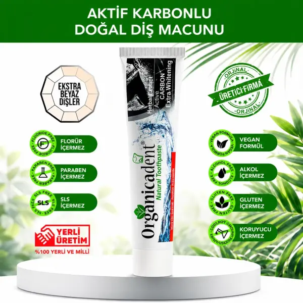 Organicadent Aktif Karbonlu Doğal Diş Macunu 75 ml ürün görseli