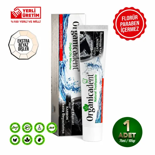 Organicadent Aktif Karbonlu Doğal Diş Macunu 75 ml