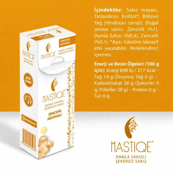 Mastiqe Zencefil Aromalı Sakız 20 GR x 2 Adet ambalaj görseli