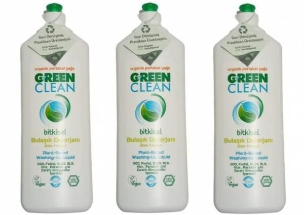 U Green Clean Organik Portakal Yağlı Bitkisel Bulaşık Deterjanı 730 ml 3'lü Set
