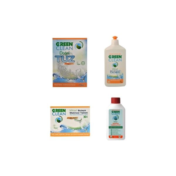 U Green Clean Tablet+Tuz+Parlatıcı+Makine Temizleyici Set