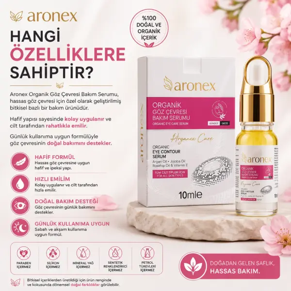 Aronex Organik Göz Çevresi Bakım Serumu 10 ml ambalaj görseli