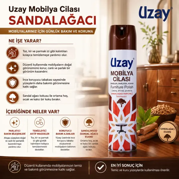 Uzay Mobilya Cilası Sandalağacı 300 ml ambalaj görseli