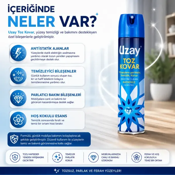 Uzay Toz Kovar Parfümlü 300 ml içindekiler listesi ve kullanım bilgisi