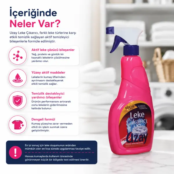 Uzay Leke Çıkarıcı Sprey 500 ml içindekiler listesi ve kullanım bilgisi